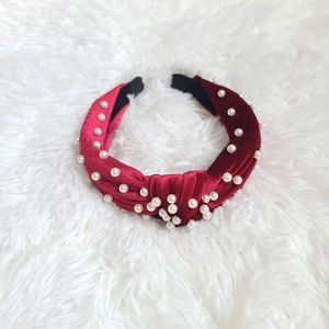 Red pink pearl knotted headband new boutique